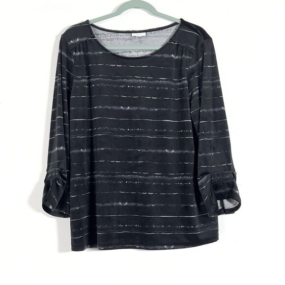 Pure J Jill Velour Pleated Sleeve Pullover Top Womens Sz L 3/4 Sleeve - Picture 3 of 10